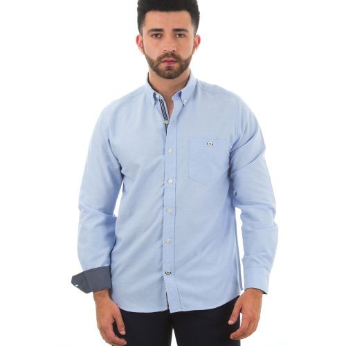 Long Sleeve Denim Dress Shirt / Sleek Blue Oxford Shirt / Blue Oxford Long Sleeve Casual Shirt